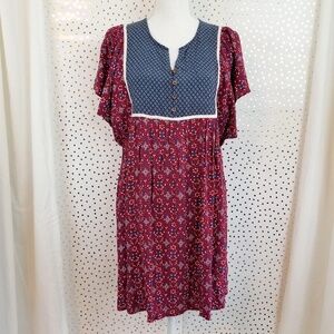 Kori Mixed Print Prairie Flutter Sleeve Dress